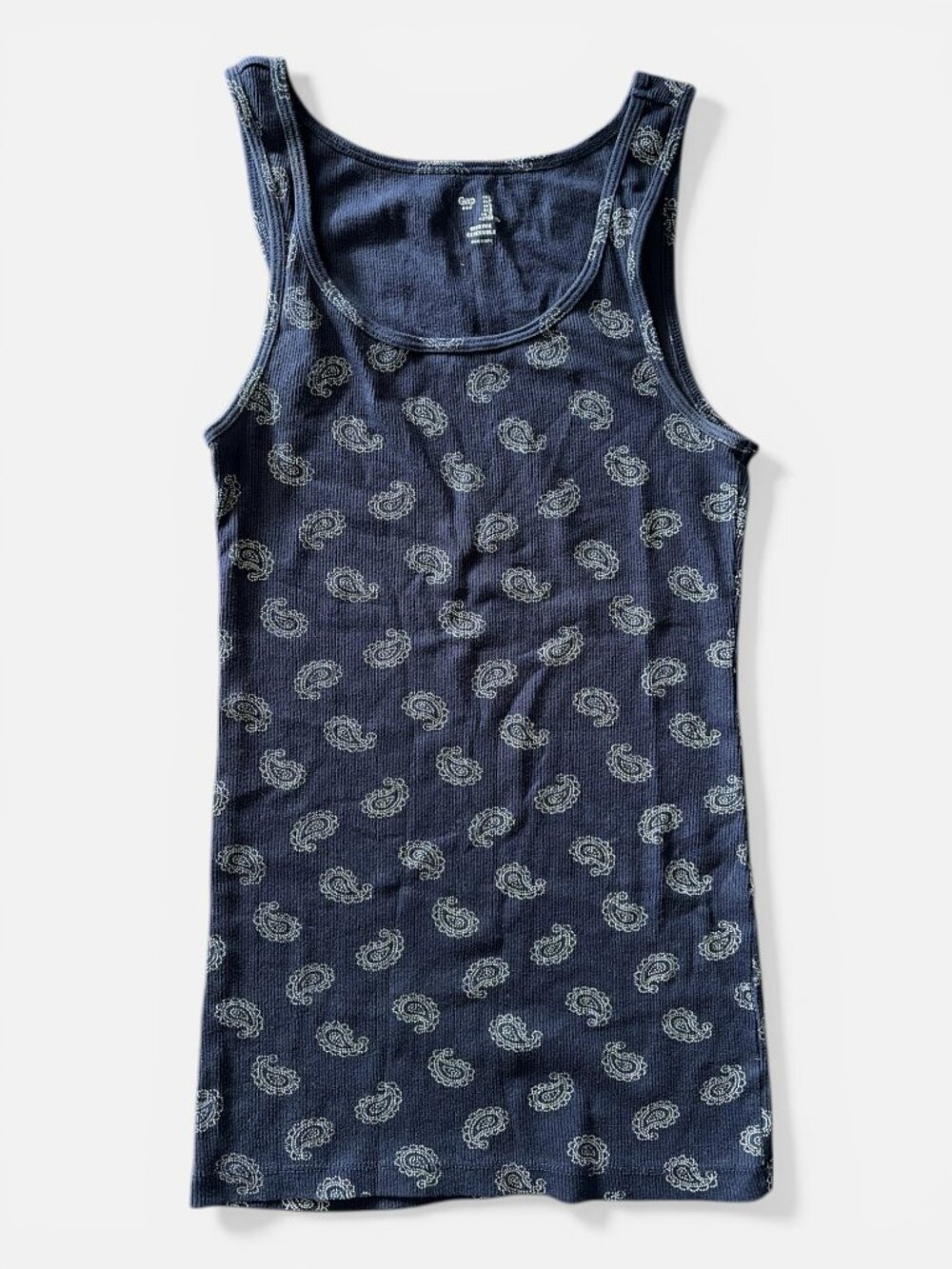Paisley Print Navy Tank Top
